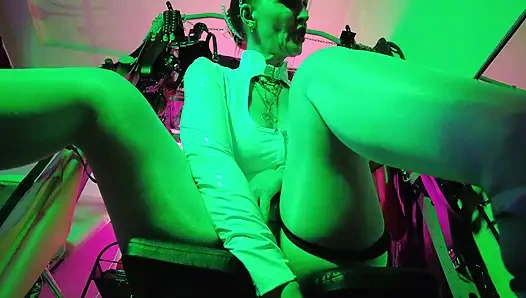 Dominatrix Eva Latex Solo Facesitting Femdom Panties Big Ass MILF BDSM Fetish Hot Heels Gonzo White Pvc Dress