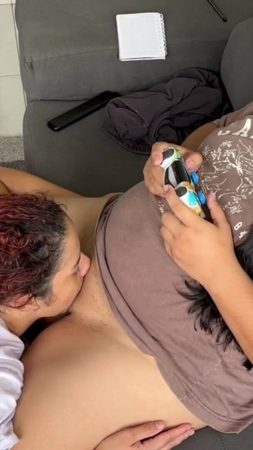 An important game and my stepsister just wants to lick my pussy | Clip 1