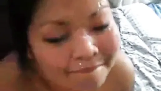 BBW Asian chick gets anal from BBC then takes huge facial