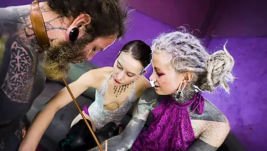 Heavily Tattooed Slut Takes Both Strap-Ons at Once – Double Domina Destruction