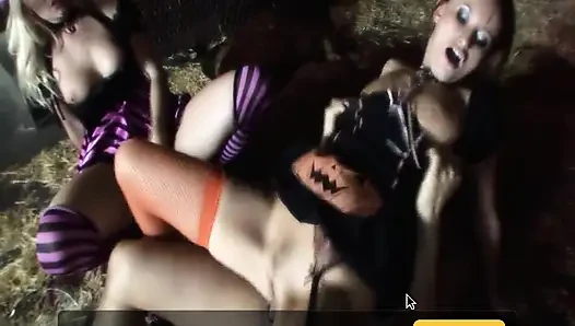 Delicious Threesomes Scene-1_two Busty Women Dressed as Witches in an Interracial Threesome