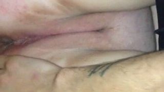 Playing with a white BBWs wet phat pretty pussy