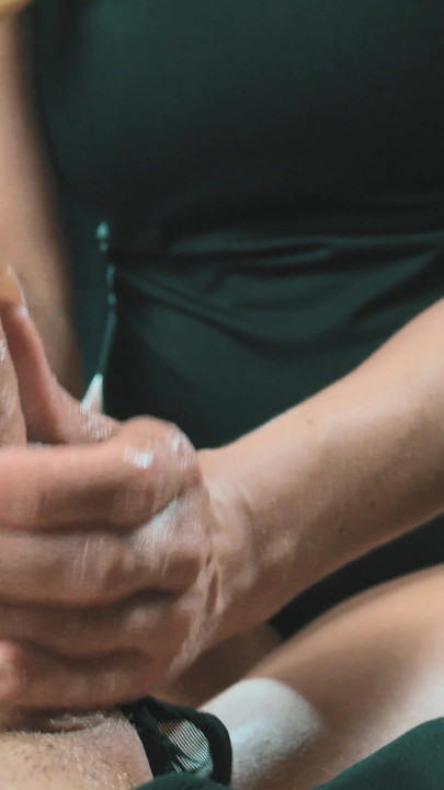 Key moment from "I love to stroke my Husbands hard cock"