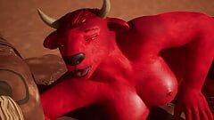 Monstruului feminin demonic îi place analul - animația 3d