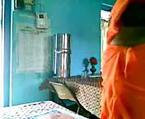 Satin Saree Aunty