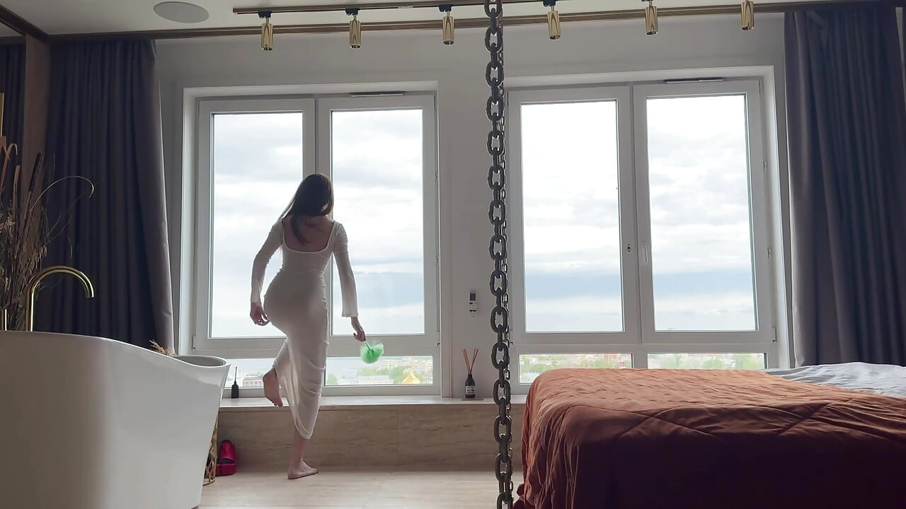 sexy cleaning lady - clean home - perfect transparent dress