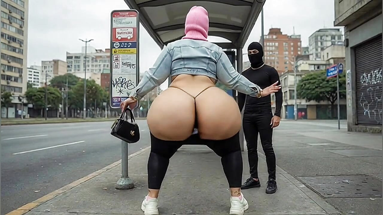 "Masked BBW Teases Stranger with Huge Ass at Train Station - Public Risk"