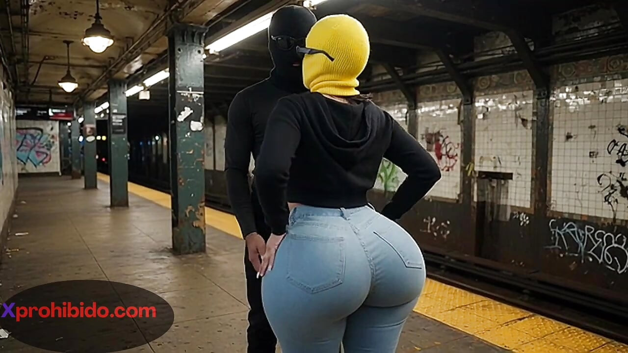 Nagy seggű lány twerkel a metróvonaton
