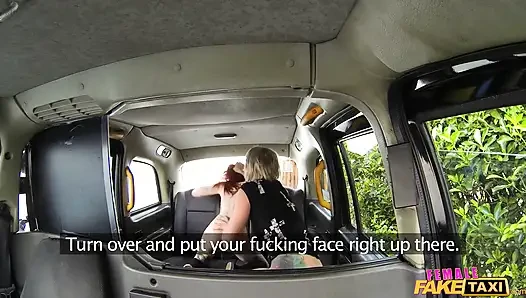 Female Fake Taxi - Blonde Lesbian Cab Driver Dominates Tattooed Redhead