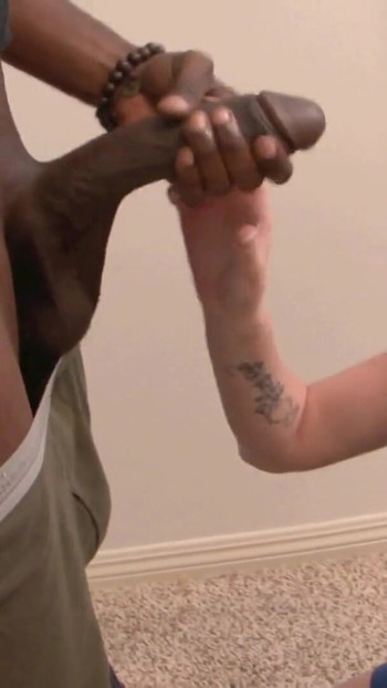 Epic moment from "Horny black dude fucks a blonde babe hard after getting BJ"