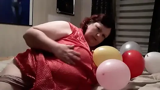 Playing with balloons while wearing a lab coat. I also tested whether you can have sex with balloons.
