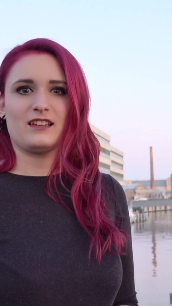 Emotional moment from "GERMAN SCOUT - Redhead College Teen Melina talk to Fuck Cast"