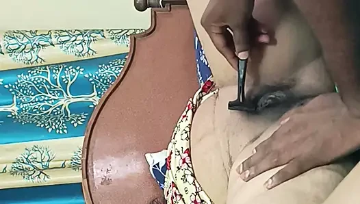 Desi Beautiful Stepmom Pussy Shaving with Stepson