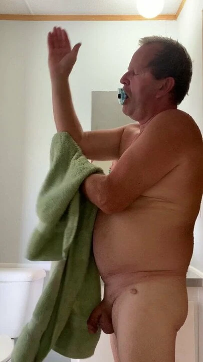 After shower jerking off with butt plug