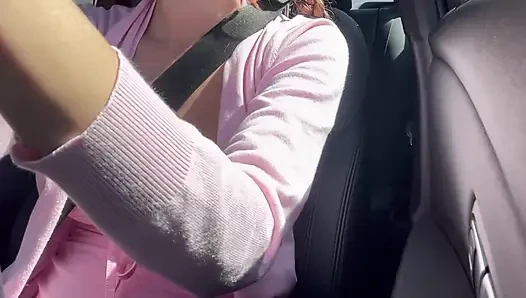 Artemisia Love driving around and showing her juicy boobs