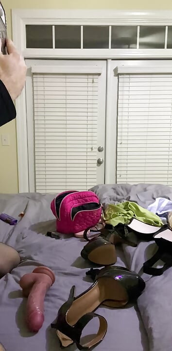 MILF HotWife does crossdressing sissy husband makeup and then both show off their ass