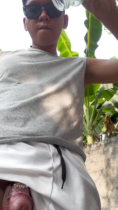 Big Asian Cock Inside the White Basketball Shorts