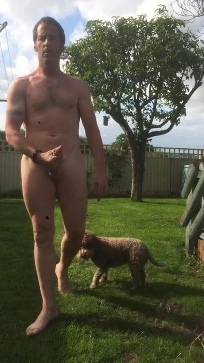 Naked in garden