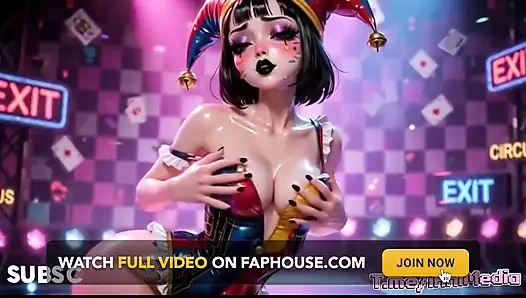 Clown Girl Covered in Thick Cum - Ahegao & Tit Play Compilation