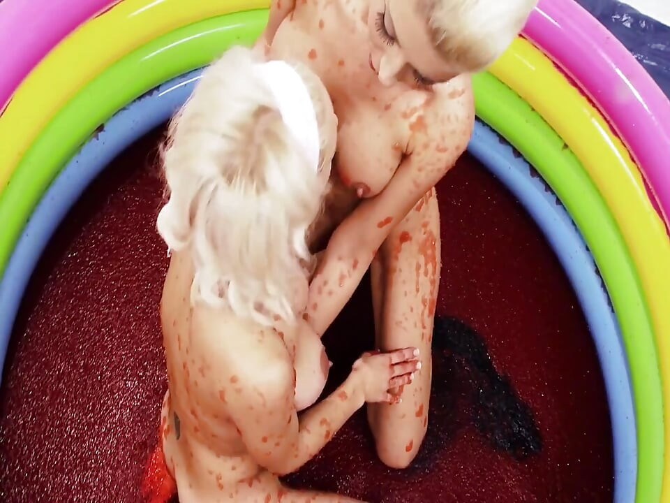 Pool Pussies Scene 3 Two Slim Blonde Lesbians in Bikinis Cum in the Jelly Pool