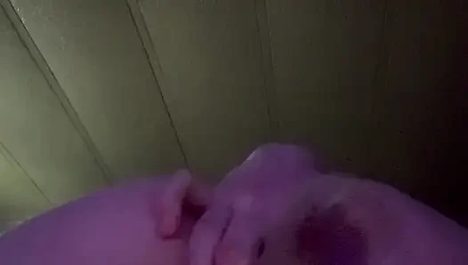 Orgasm forces dildo out of this tight bent over pussy