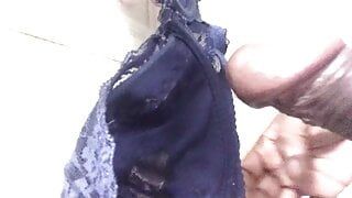 Sri Lankan young boy hand job with sexy blue lace bra lot of cum shot in Indian bathroom 