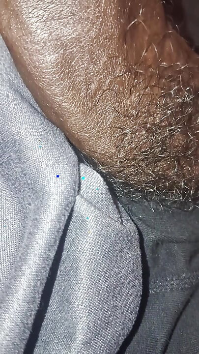 Stroking Big Black Uncut Dick Through Underwear