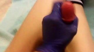 Fapping before a shower (With a latex glove!)