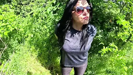 Outdoor Deepthroat, Rough Facefucking and Cum All Over My Downjacket