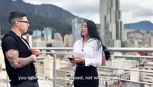 Latina gets fucked by the NERD of the office, ANAL HARDCORE