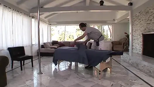 Dirty masseur does a good job to a sexy busty woman