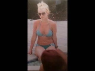 Трибьют спермы для Britney Spears в синем бикини