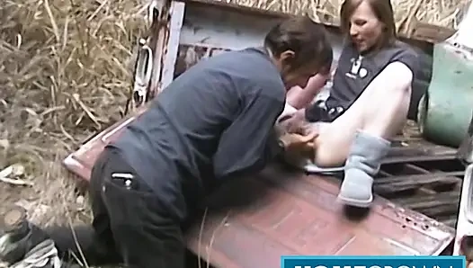 Slim Babe Cody Pleasures Big Cock Rusty In Cowgirl Outdoors
