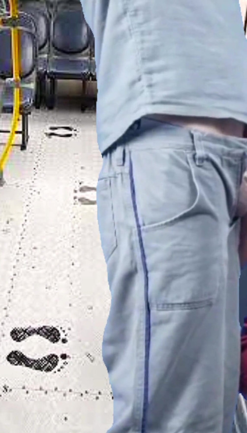 Worker Takes Out Dick and Pushes Women on the Bus