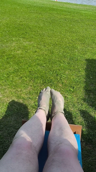Barefoot Waiting for the Tide on the Beach