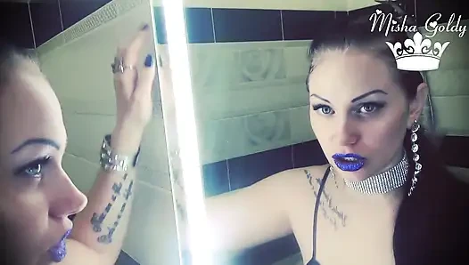Glamorous blue glittery lips