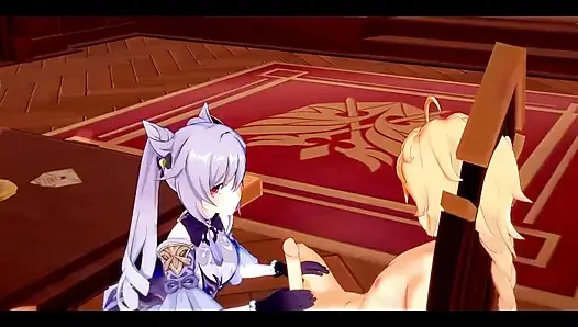 Genshin impact hentai - aether x ganyu handjoob ve sikiliyor - Japon Asyalı manga anime oyunu porno