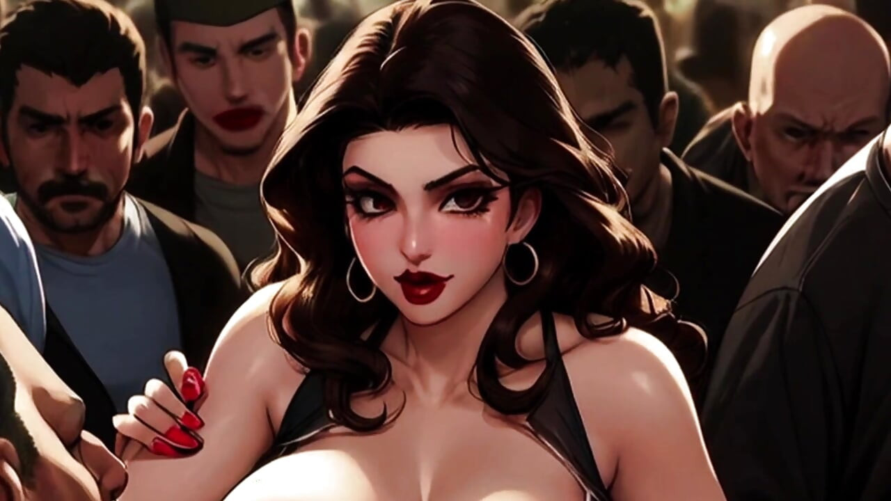 Peituda Tifa adora chupar pau estranho em toons picantes: Tifa em um mosh pit