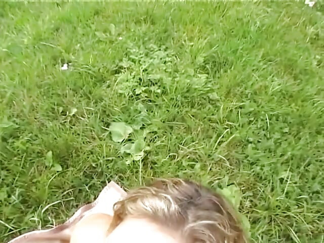 Cute blonde chick blows hard cock outdoors