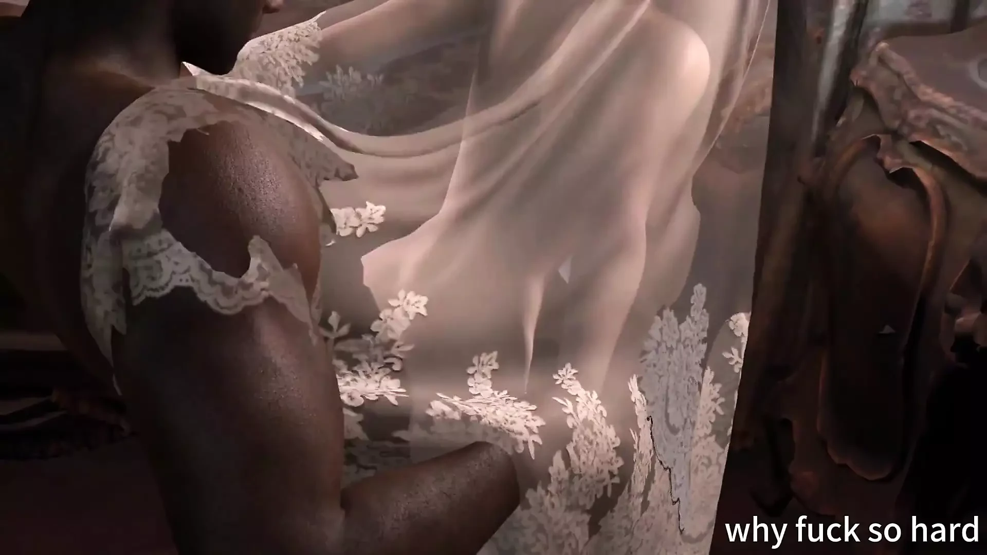 Pengantin MILF Asia matang super panas 3d memakai pakaian perkahwinan panas