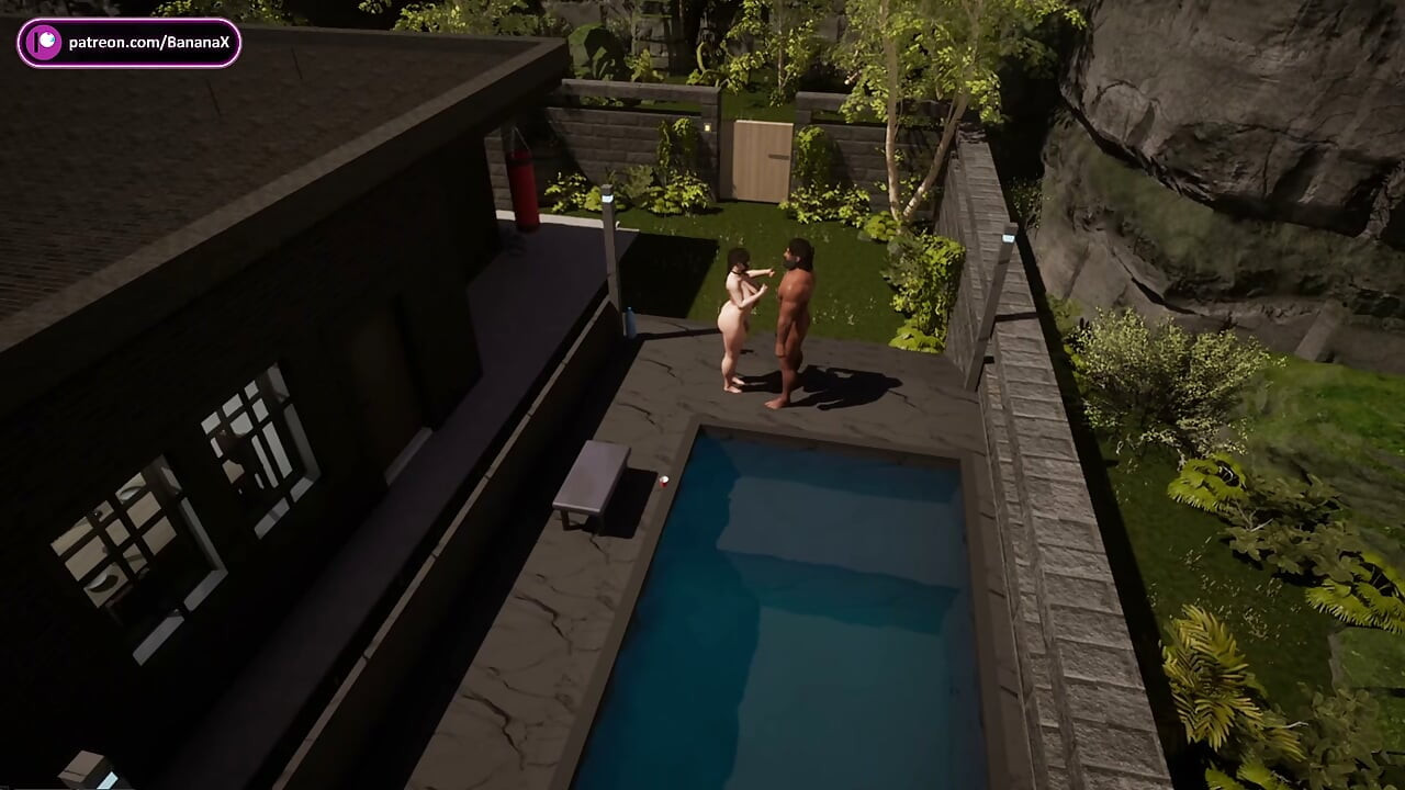 Muscular Stud Rails Futa Hard by the Pool