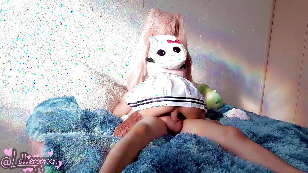 Cute Petite Girl in White Skirt & Backpack Gets Filled with Cum - Dripping Creampie