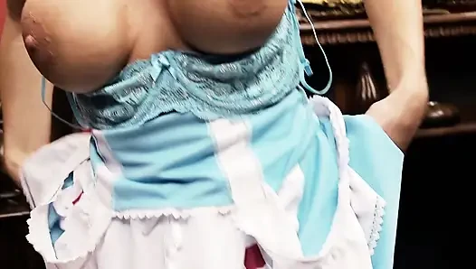 Красотка Alice в стране чудес скачет на члене мужика в позе обратной наездницы