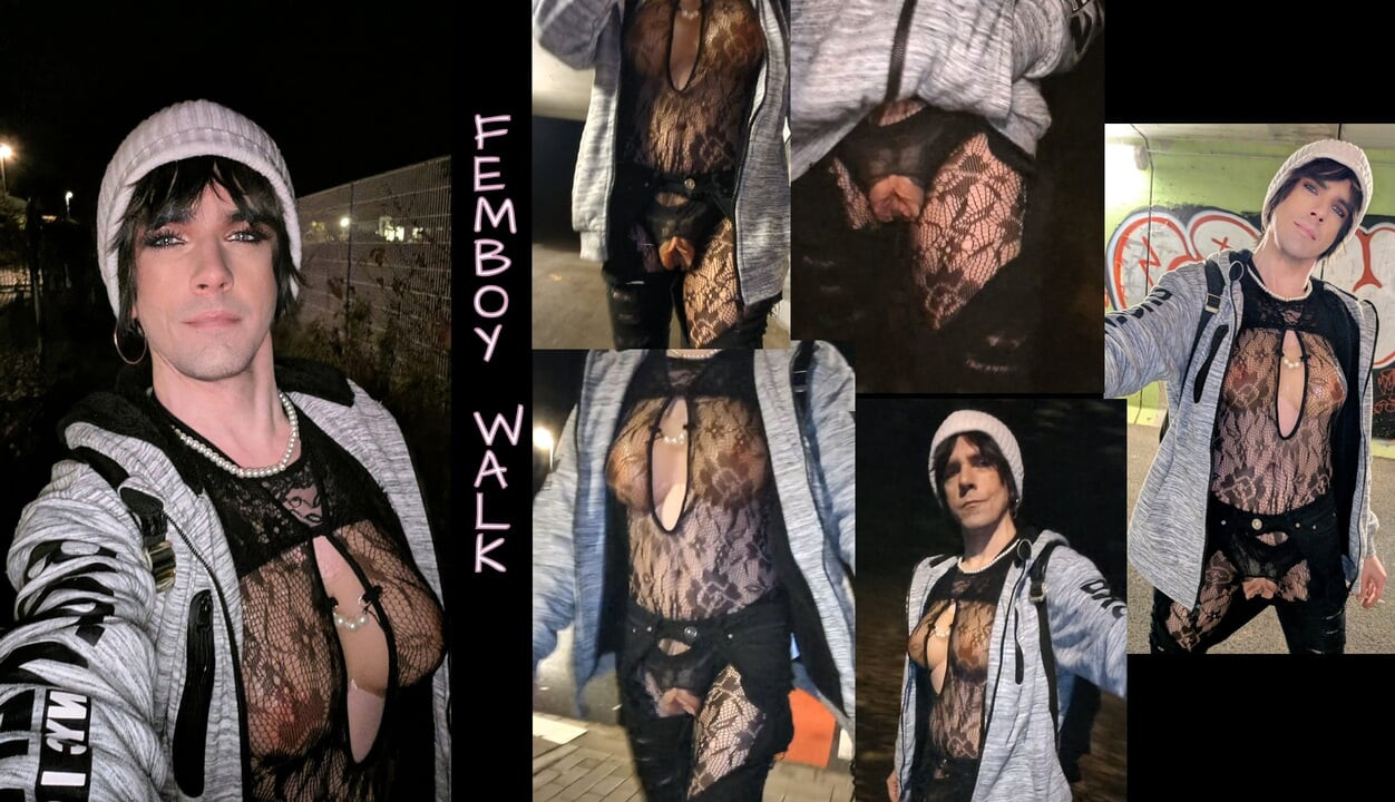 FemBoy - My first walk as a Ladyboy with breasts and a vagina