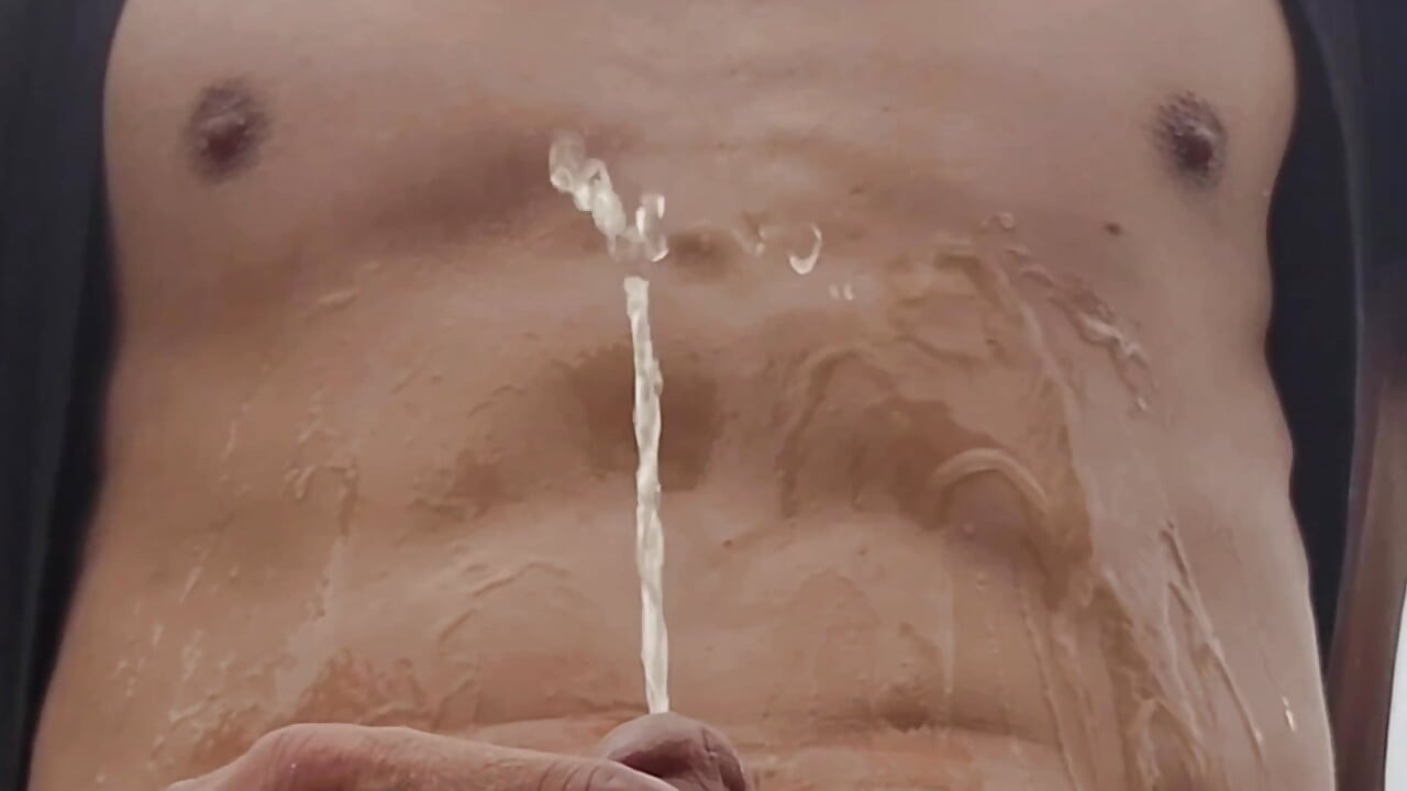 Jerk, piss and cum in parking lot