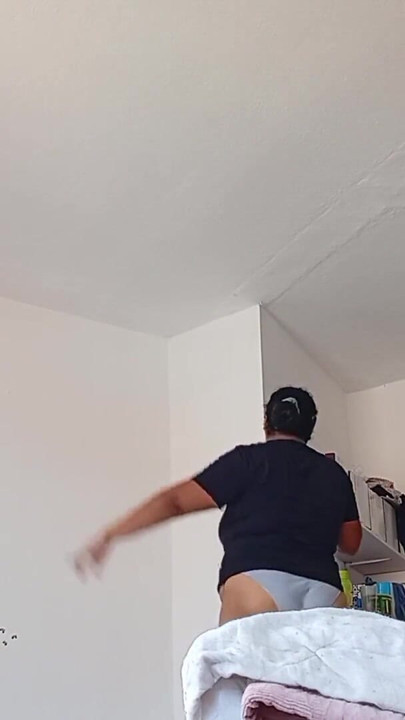While I clean the room in my underwear my husband watches me and records me 3 | Clip 1