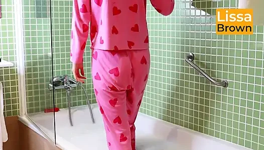 Rosa Pijamas im schaumbad und Ballon