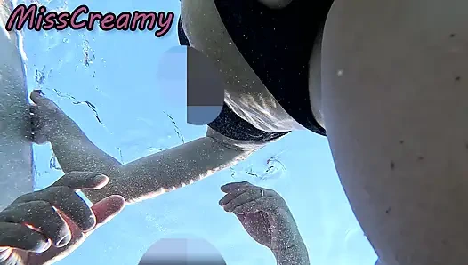 Flashing My Pussy in Front of a Student in Swimming Pool and Helps Me Masturbate - It's Very Risky with People Near