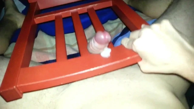Red chair humping stroking cum