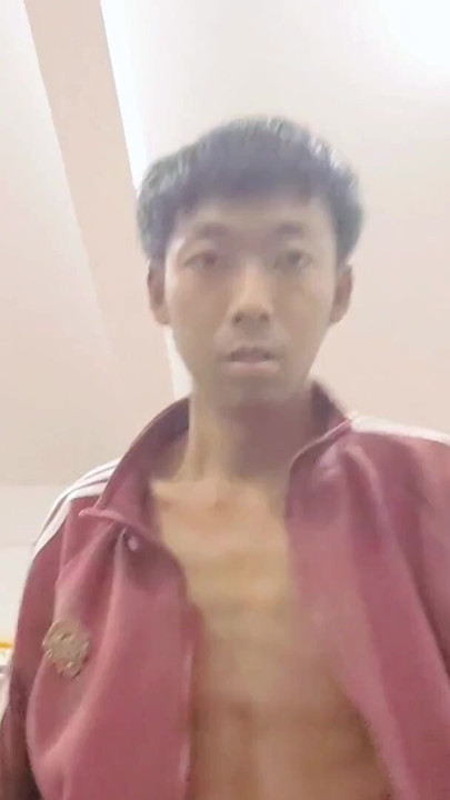 A mischievous Asian boy masturbates, moaning, ejaculating, and consuming semen in a factory laboratory | Clip 1